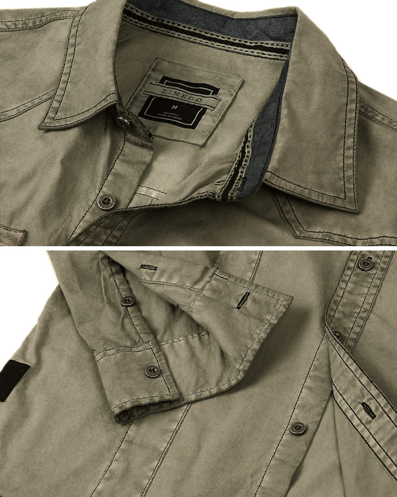 ZIMEGO Men's Stretch Flex Slim Color Washed Vintage Rugged Fashion Button Shirts Zimego Apparel