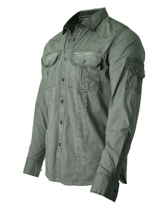 ZIMEGO Men's Stretch Flex Slim Color Washed Vintage Rugged Fashion Button Shirts Zimego Apparel