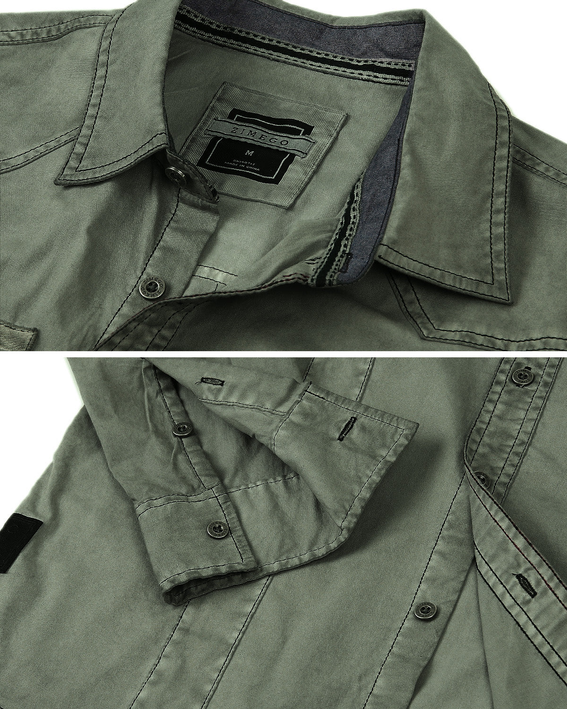 ZIMEGO Men's Stretch Flex Slim Color Washed Vintage Rugged Fashion Button Shirts Zimego Apparel