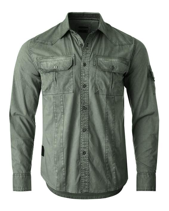 ZIMEGO Men's Stretch Flex Slim Color Washed Vintage Rugged Fashion Button Shirts Zimego Apparel