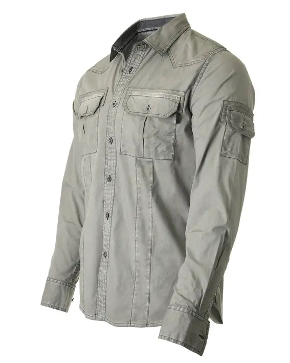 ZIMEGO Men's Stretch Flex Slim Color Washed Vintage Rugged Fashion Button Shirts Zimego Apparel