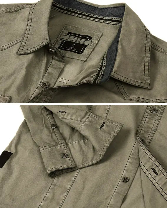 ZIMEGO Men's Stretch Flex Slim Color Washed Vintage Rugged Fashion Button Shirts Zimego Apparel