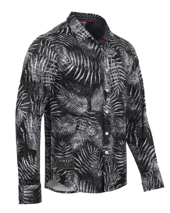 ZIMEGO Mens Holiday Hawaiian Long Sleeve Stretch Casual Aloha Button Down Shirt Zimego Apparel