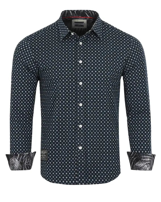 ZIMEGO Mens Holiday Hawaiian Long Sleeve Stretch Casual Aloha Button Down Shirt Zimego Apparel