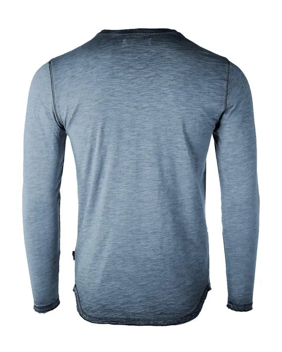 ZIMEGO Mens Long Sleeve Crewneck Oil Wash Vintage Raw Edge Hem Hipster Hip-Hop T shirt Zimego Apparel