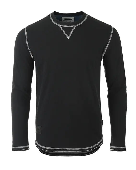 ZIMEGO Mens Long Sleeve Crewneck Oil Wash Vintage Raw Edge Hem Hipster Hip-Hop T shirt Zimego Apparel