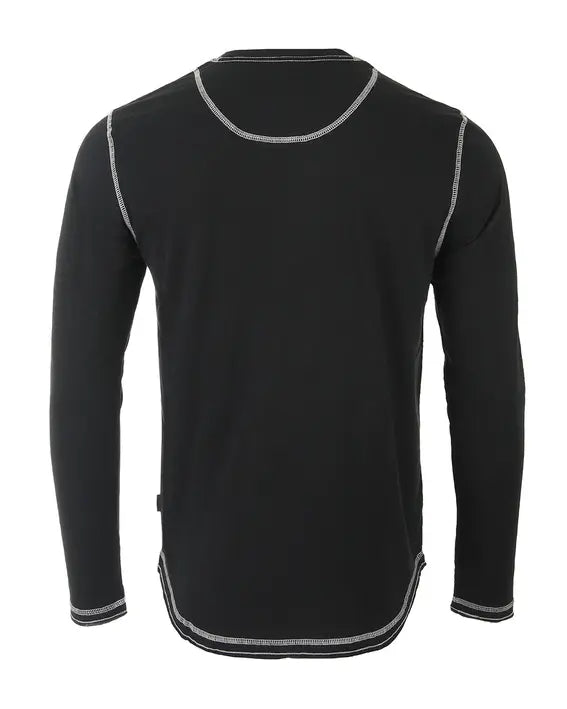 ZIMEGO Mens Long Sleeve Crewneck Oil Wash Vintage Raw Edge Hem Hipster Hip-Hop T shirt Zimego Apparel