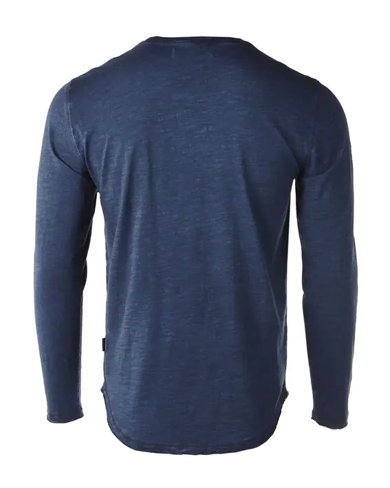ZIMEGO Mens Long Sleeve Crewneck Oil Wash Vintage Raw Edge Hem Hipster Hip-Hop T shirt Zimego Apparel