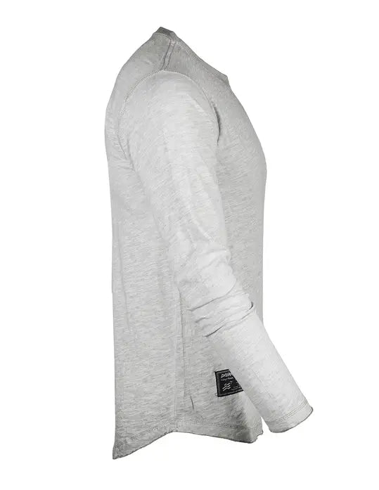 ZIMEGO Mens Long Sleeve Crewneck Oil Wash Vintage Raw Edge Hem Hipster Hip-Hop T shirt Zimego Apparel
