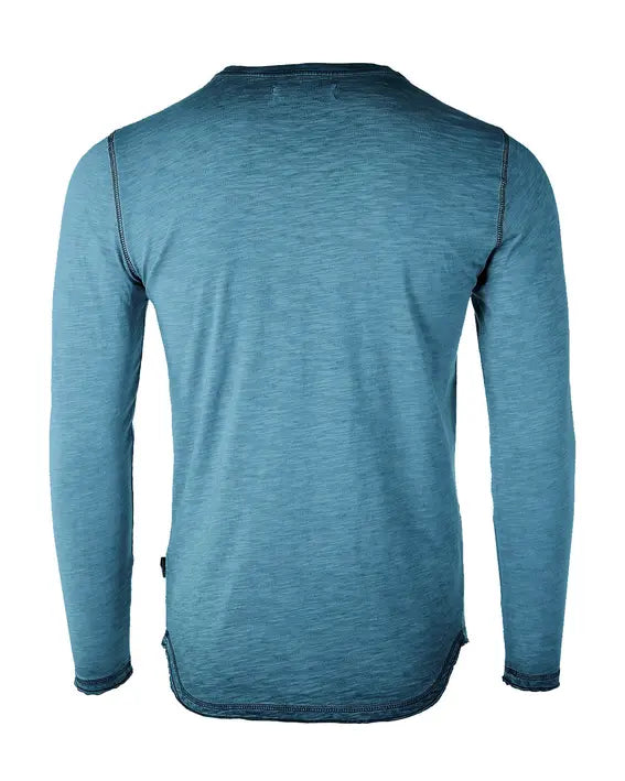 ZIMEGO Mens Long Sleeve Crewneck Oil Wash Vintage Raw Edge Hem Hipster Hip-Hop T shirt Zimego Apparel