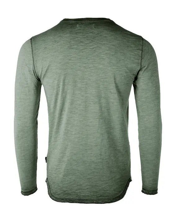ZIMEGO Mens Long Sleeve Crewneck Oil Wash Vintage Raw Edge Hem Hipster Hip-Hop T shirt Zimego Apparel