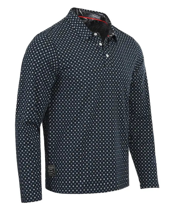 ZIMEGO Mens Long Sleeve Golf Polo Stretch Office Casual Holiday T-Shirt Zimego Apparel