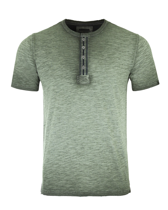 ZIMEGO Mens Short Sleeve Crew Neck Oil Wash Vintage Button Henley T-Shirt Zimego Apparel