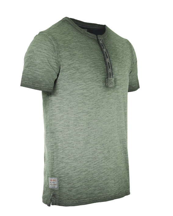 ZIMEGO Mens Short Sleeve Crew Neck Oil Wash Vintage Button Henley T-Shirt Zimego Apparel