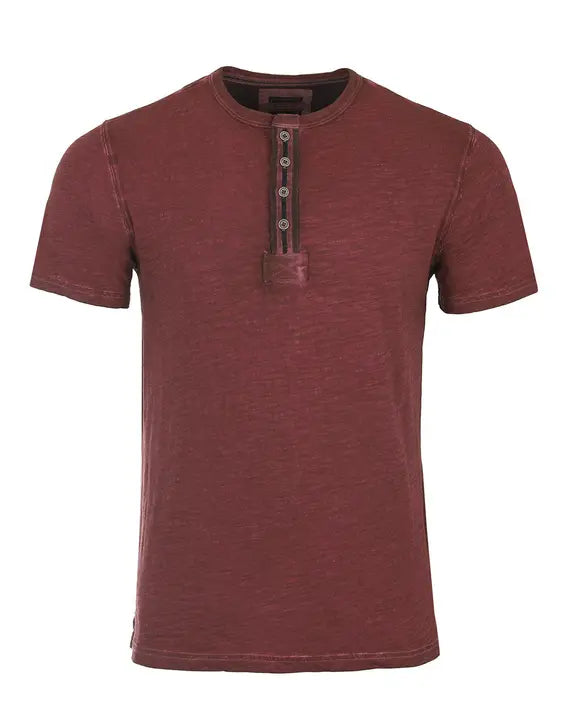 ZIMEGO Mens Short Sleeve Crew Neck Oil Wash Vintage Button Henley T-Shirt Zimego Apparel
