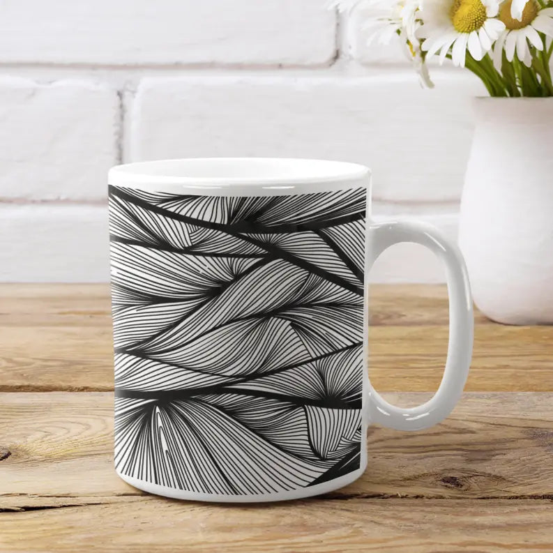 Zen Lines Coffee Mug Black Cat Bazaar