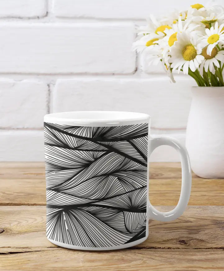 Zen Lines Coffee Mug Black Cat Bazaar
