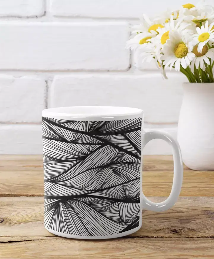 Zen Lines Coffee Mug Black Cat Bazaar