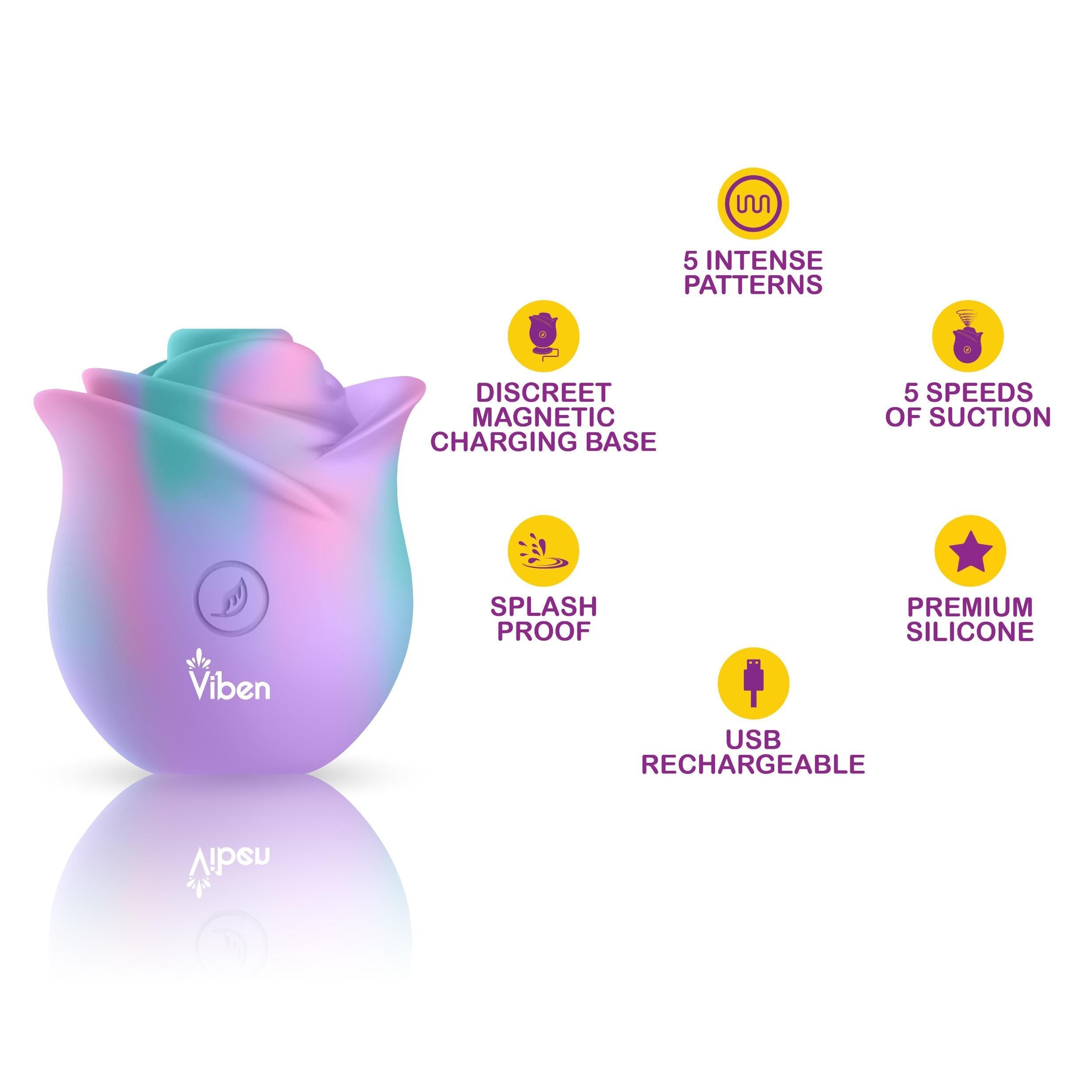 Zen Rose - Unicorn - Handheld Rose Clitoral and Nipple Stimulator - GreatEagleInc