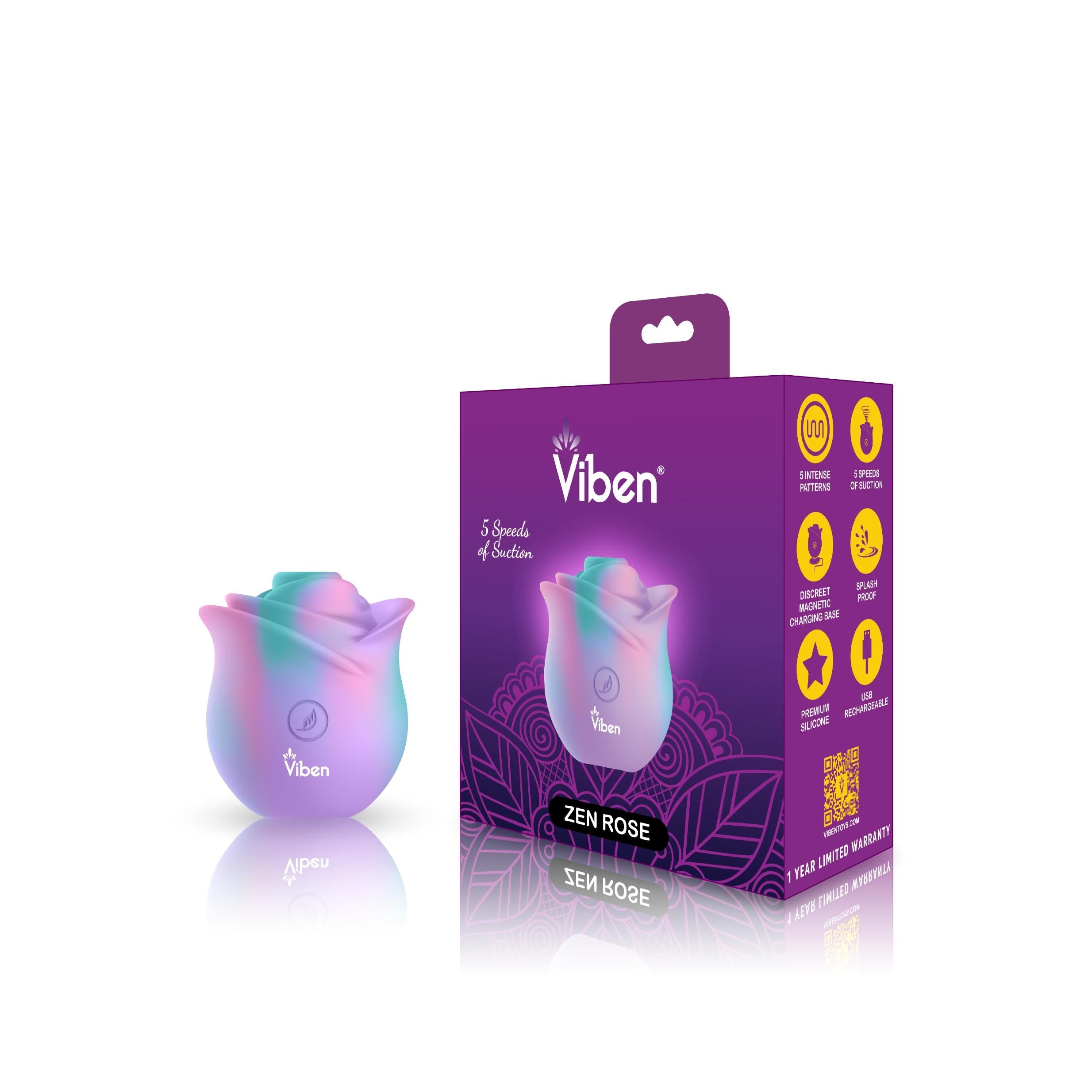 Zen Rose - Unicorn - Handheld Rose Clitoral and Nipple Stimulator - GreatEagleInc