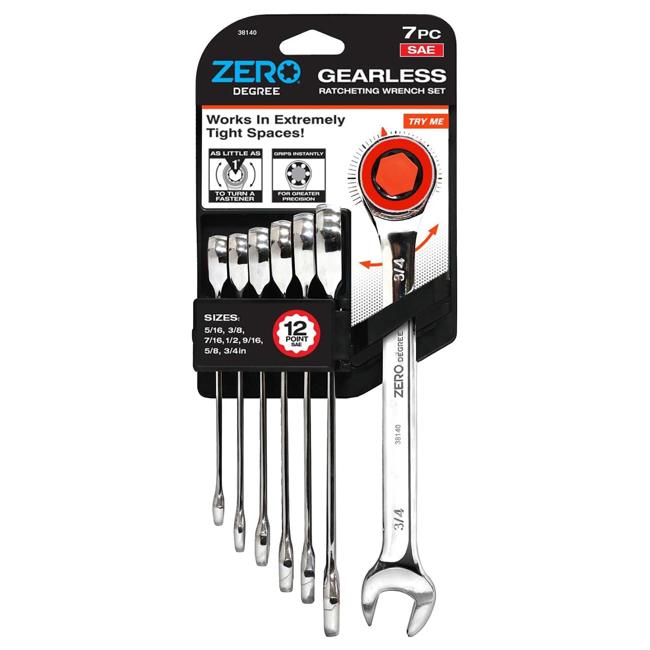 Zero Degree Sae Ultra-precise Gearless Ratchet Wrench Set (7-piece) ZERODEGREE