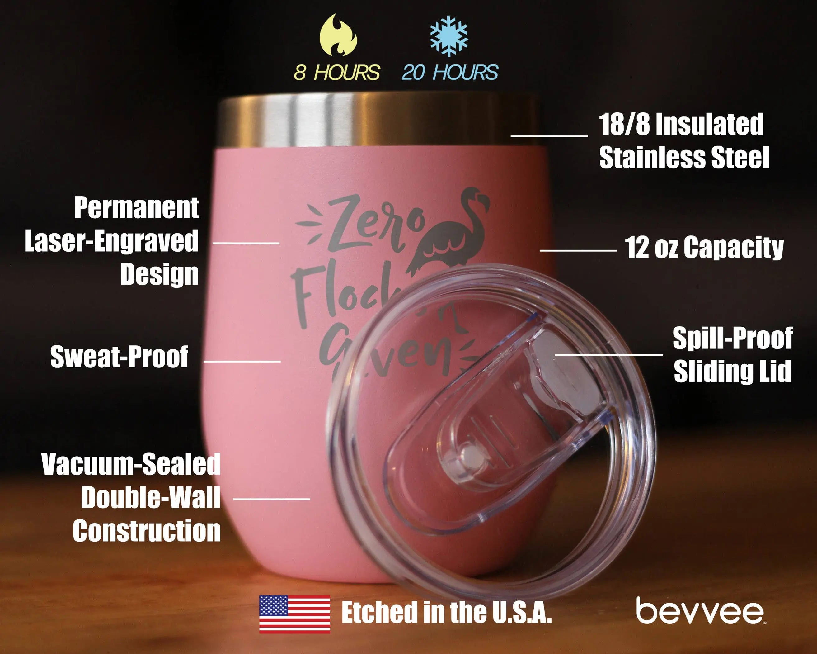 Zero Flocks Given Insulated Wine Tumbler - Flamingo Gifts Bevvee