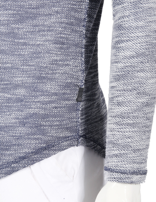 Zimego Men's Casual Knitted Contrast Layered Long Sleeve Round Bottom T-Shirts Zimego Apparel