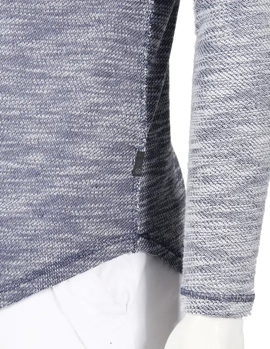 Zimego Men's Casual Knitted Contrast Layered Long Sleeve Round Bottom T-Shirts Zimego Apparel