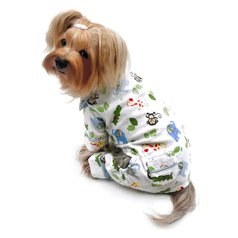 Zoo Animals Flannel Pajamas with 2 Pockets Klippo