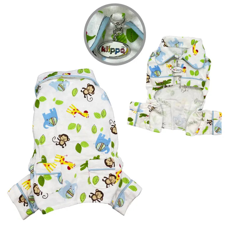 Zoo Animals Flannel Pajamas with 2 Pockets Klippo