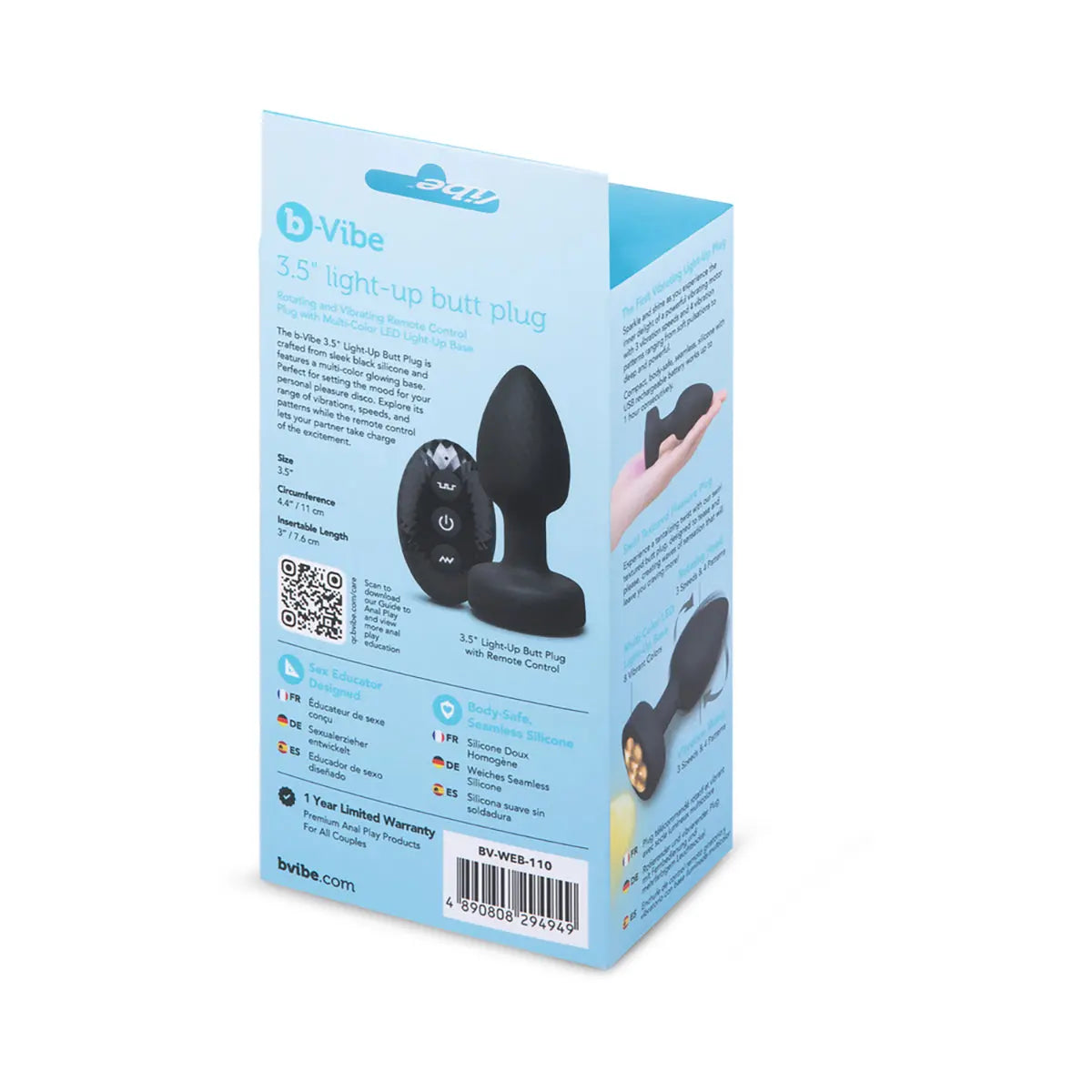 b-Vibe 3.5 in. Light-Up Butt Plug B-Vibe