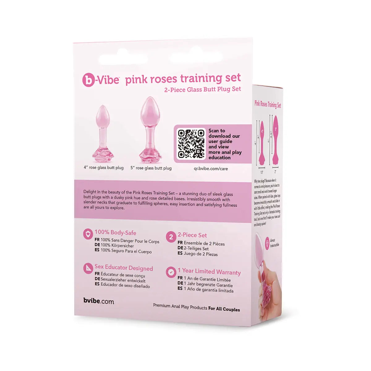 b-Vibe Pink Roses Training Plug Set B-Vibe