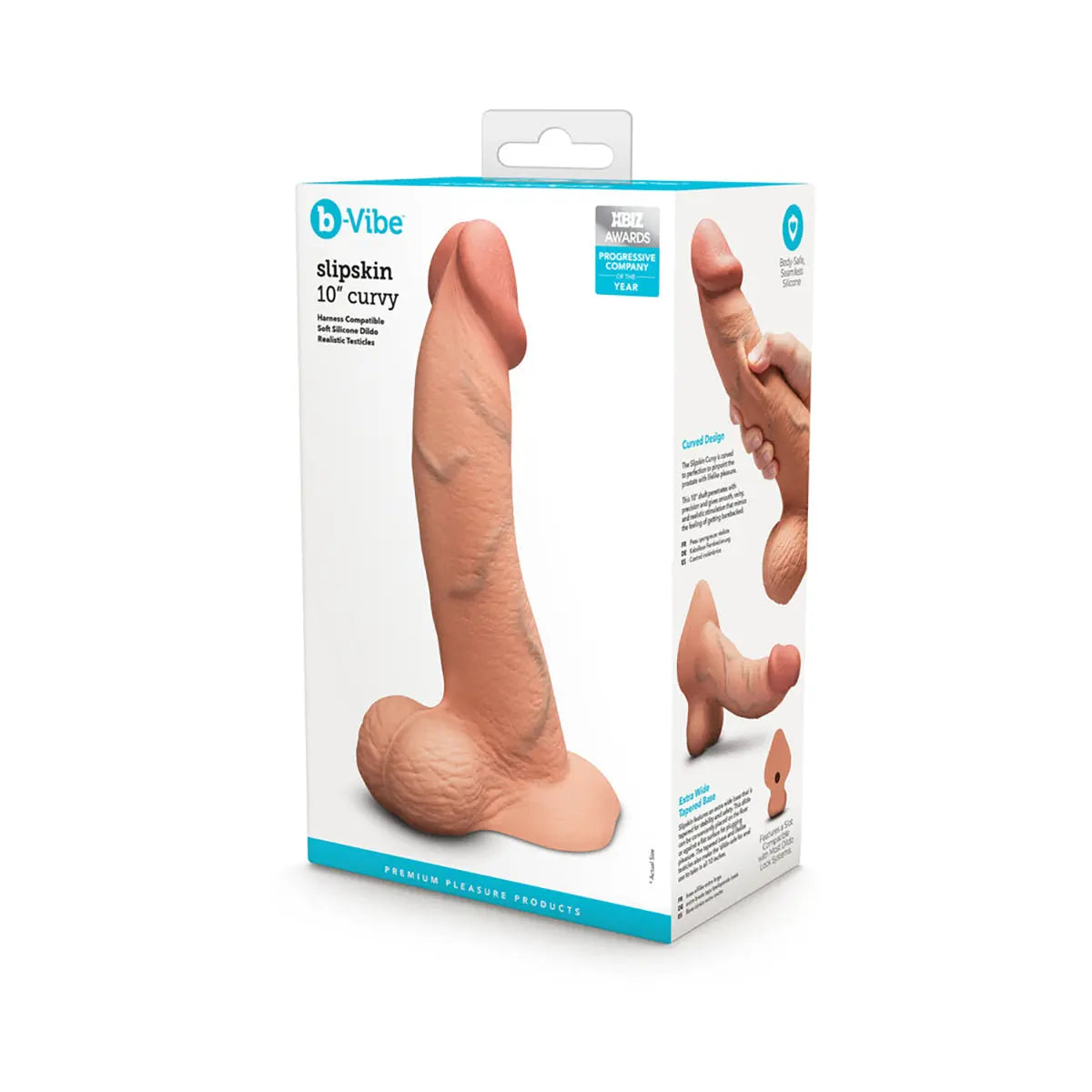 b-Vibe Slipskin Dildo 10in Curved Mocha B-Vibe