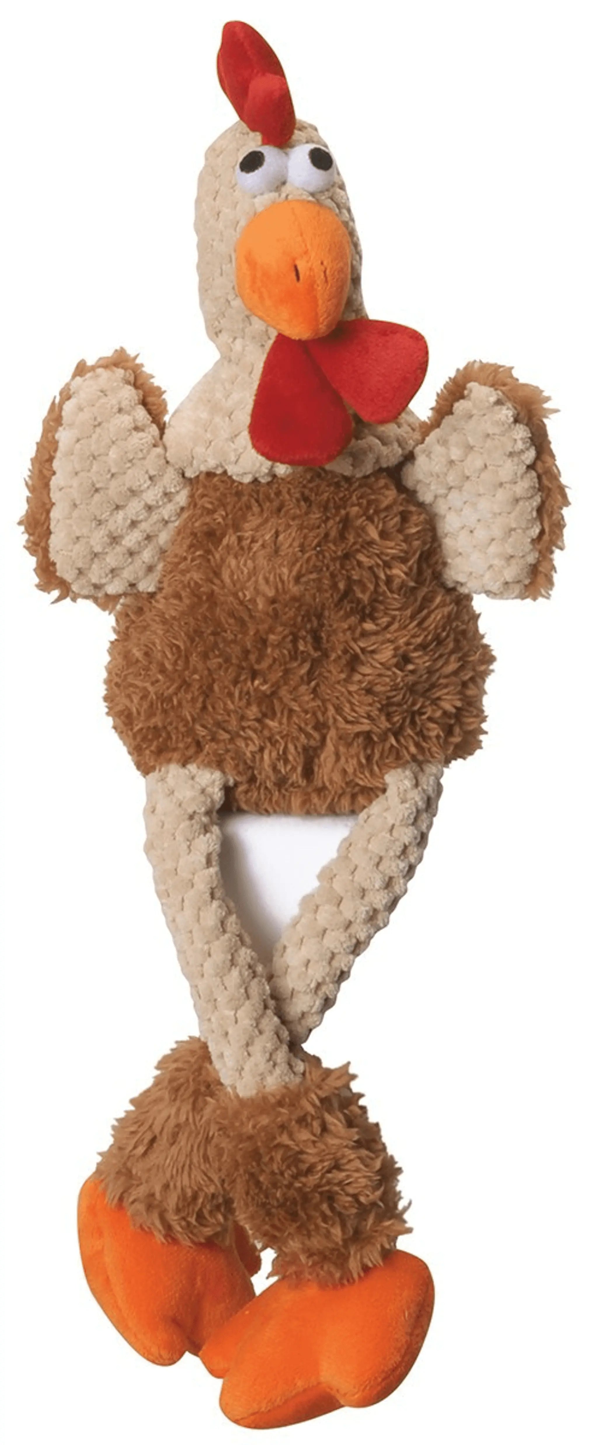 goDog Checkers Skinny Rooster Brown w/Chew Guard Plush Dog Toy GoDog
