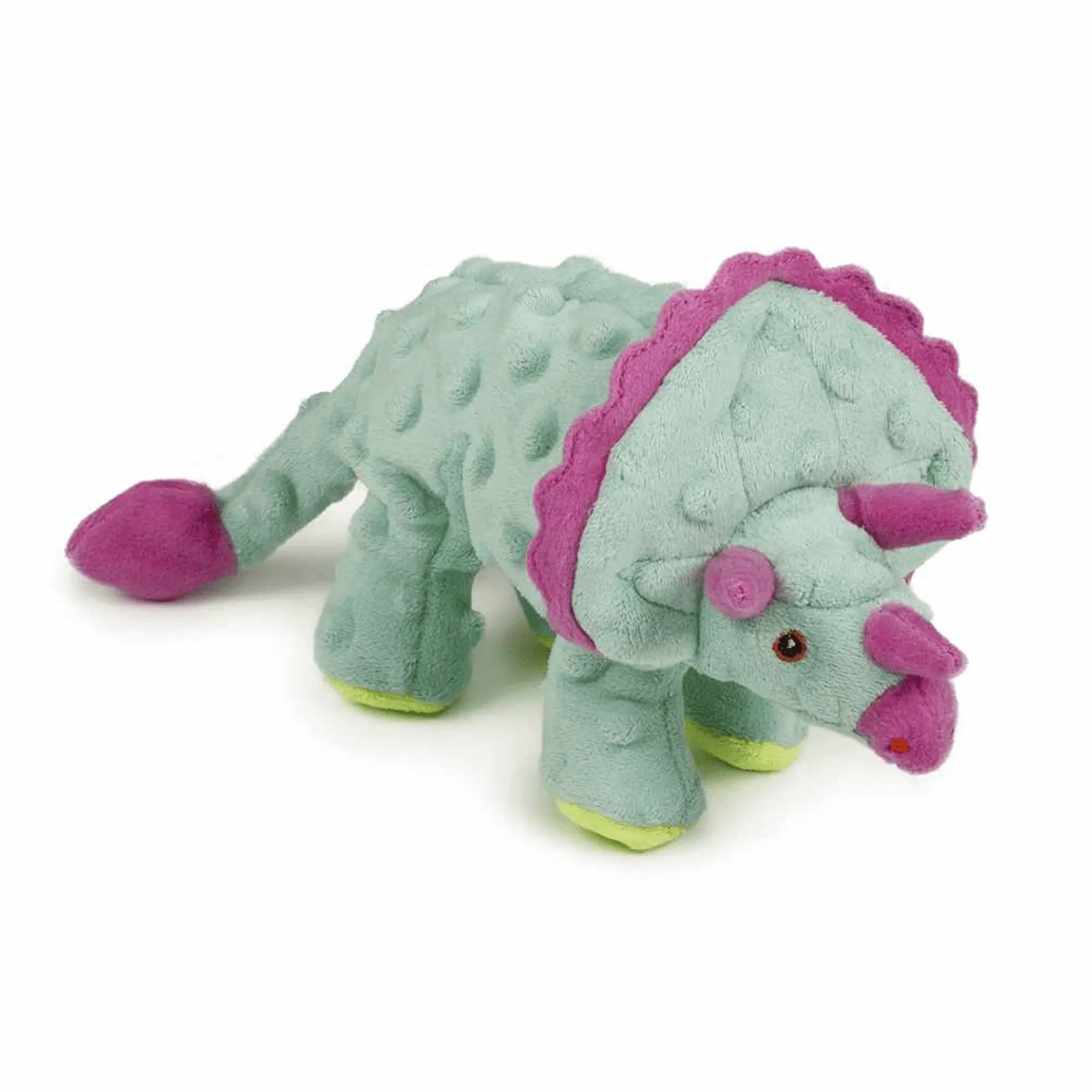 goDog Dino Triceratops w/Chew Guard Teal Plush Dog Toy GoDog