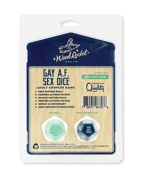 'wood Rocket Gay Af Gay Men Couples Sex Dice Game - Blue - GreatEagleInc