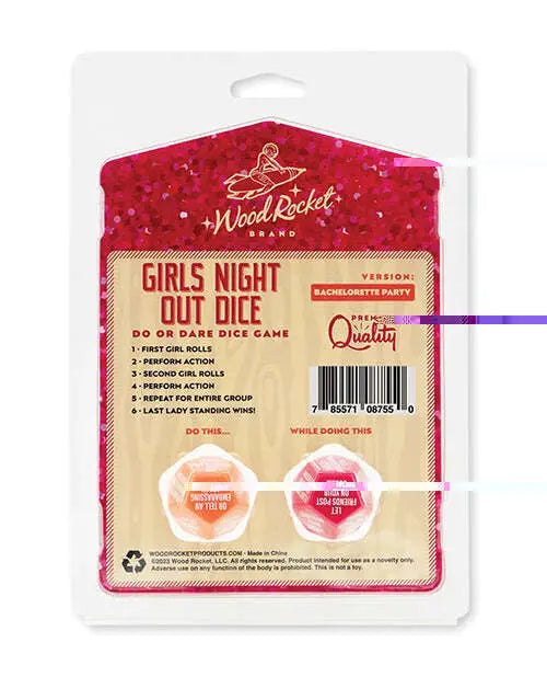 'wood Rocket Girls Night Out Do Or Dare Dice Game - Red - GreatEagleInc