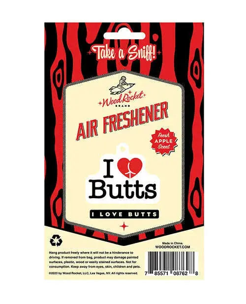 'wood Rocket I Love Butts Air Freshener - Apple - GreatEagleInc