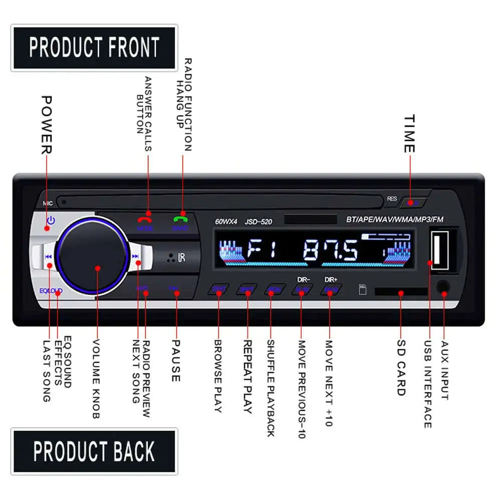 12V-1Din-Car-Radios-Stereo-Bluetooth-Remote-Control-Charger-phone-USB-SD-Audio-MP3-Player-1-DIN-In-Dash-Car-GreatEagleInc-334009815