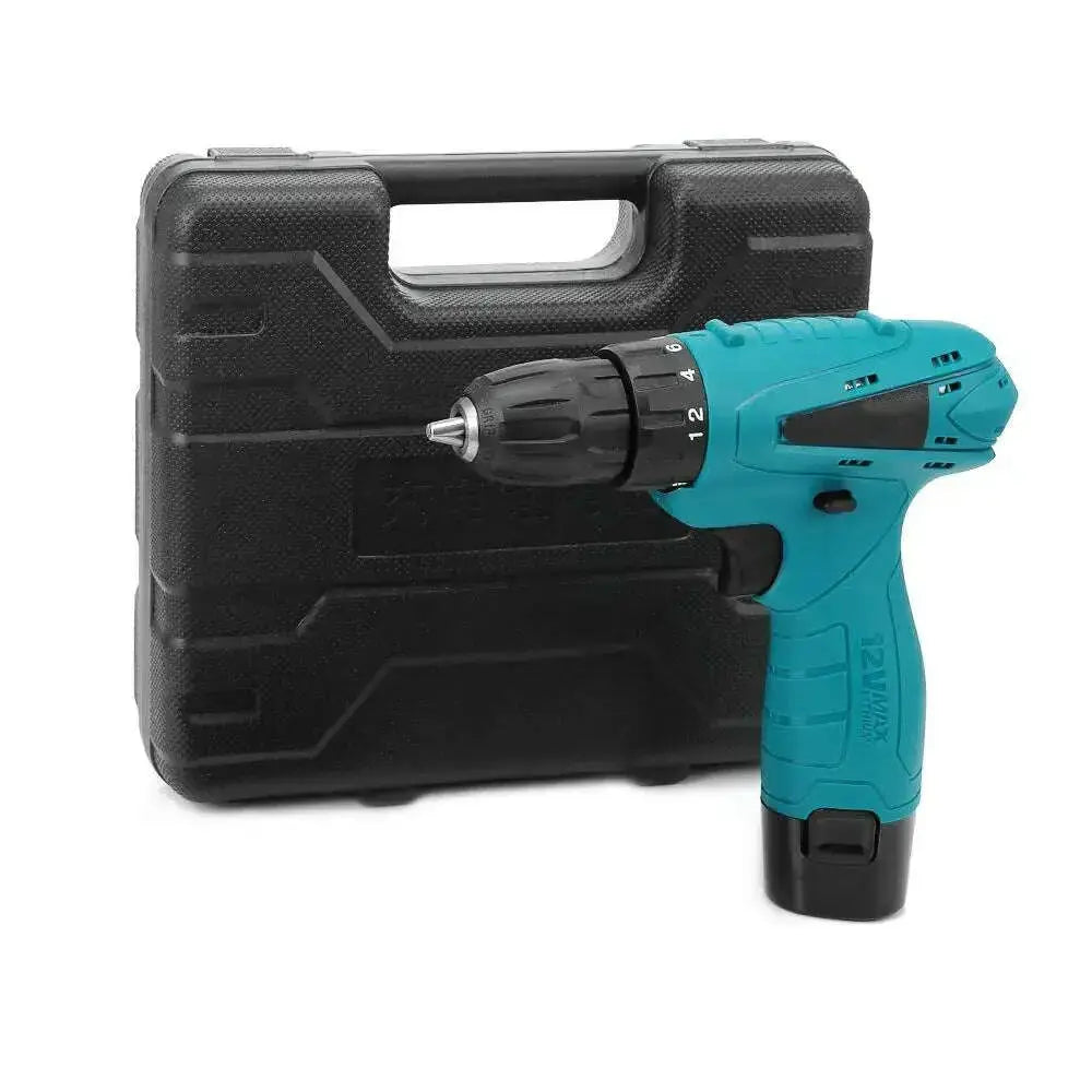 12V-Electric-Drill-Cordless-Screwdriver-Set-with-Carrying-Case-Li-ion-Battery-GreatEagleInc-317611153