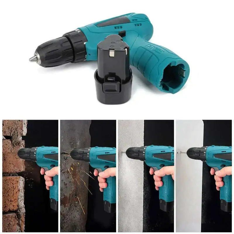12V-Electric-Drill-Cordless-Screwdriver-Set-with-Carrying-Case-Li-ion-Battery-GreatEagleInc-317611239