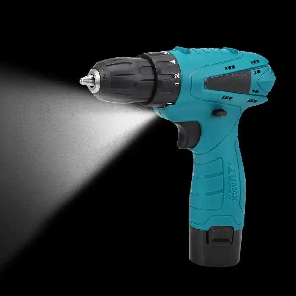 12V-Electric-Drill-Cordless-Screwdriver-Set-with-Carrying-Case-Li-ion-Battery-GreatEagleInc-317611423