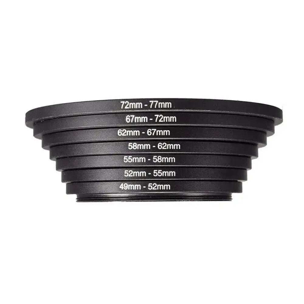 7PCS-Lens-Adapter-Filter-Set-Metal-Step-Up-Rings-49-52-55-58-62-67-72-77mm-Adapte-49-77mm-Lens-ring-A1M5-Universal-Aluminum-U0Q1-GreatEagleInc-334098343