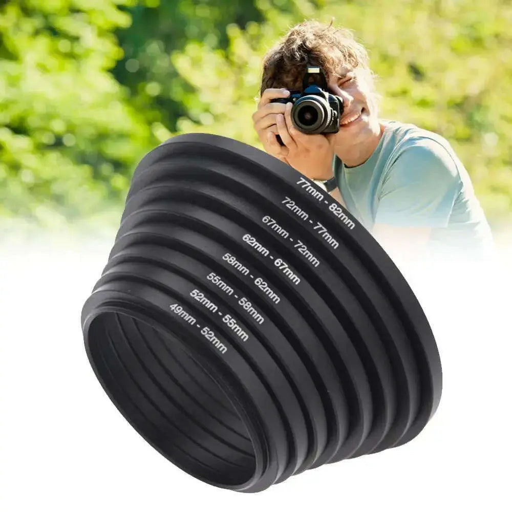 7PCS-Lens-Adapter-Filter-Set-Metal-Step-Up-Rings-49-52-55-58-62-67-72-77mm-Adapte-49-77mm-Lens-ring-A1M5-Universal-Aluminum-U0Q1-GreatEagleInc-334098541