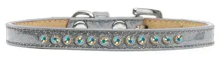 Ab-Crystal-Size-12-Silver-Puppy-Ice-Cream-Collar-GreatEagleInc-318578226