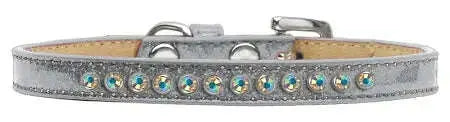 Ab-Crystal-Size-8-Silver-Puppy-Ice-Cream-Collar-GreatEagleInc-319625077