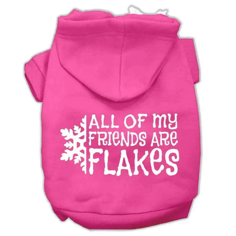 All-My-Friends-Are-Flakes-Screen-Print-Pet-Hoodies-Bright-Pink-Size-S-GreatEagleInc-320182973