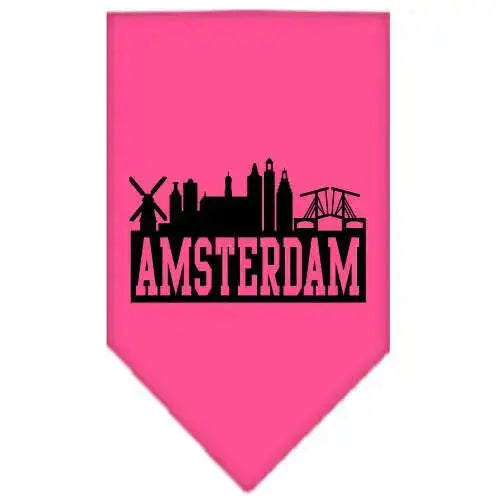 Amsterdam-Skyline-Screen-Print-Bandana-Bright-Pink-Small-GreatEagleInc-318500619