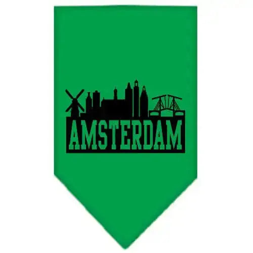Amsterdam-Skyline-Screen-Print-Bandana-Emerald-Green-Small-GreatEagleInc-318500866
