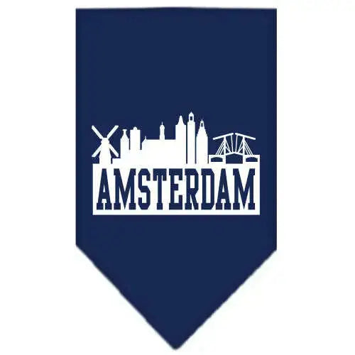 Amsterdam-Skyline-Screen-Print-Bandana-Navy-Blue-Small-GreatEagleInc-318506377